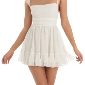 Women Summer Casual Mini Dress Swiss